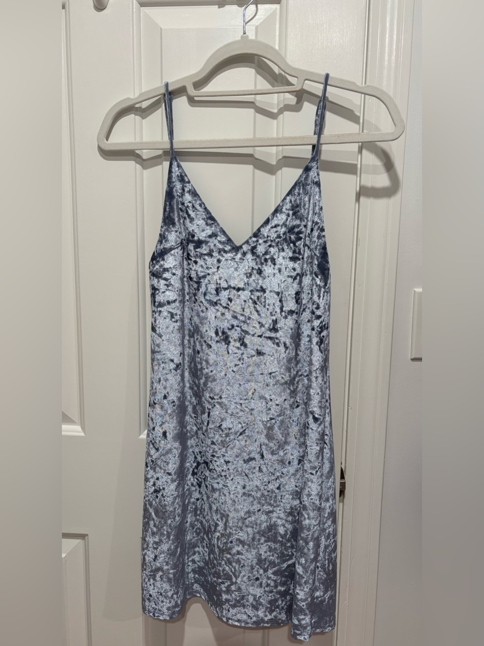 Lulus Small Crushed Velvet Slip Dress in Light Blue